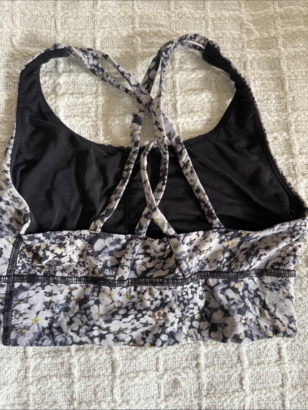 Lululemon Energy Bra Printed Strappy Sports Bra - Black & Gray floral